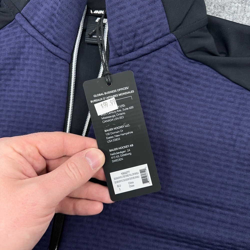 Bauer Hockey Jacket Mens S Navy Blue Textured Full Zip Performance NEW - Picture 4 of 11